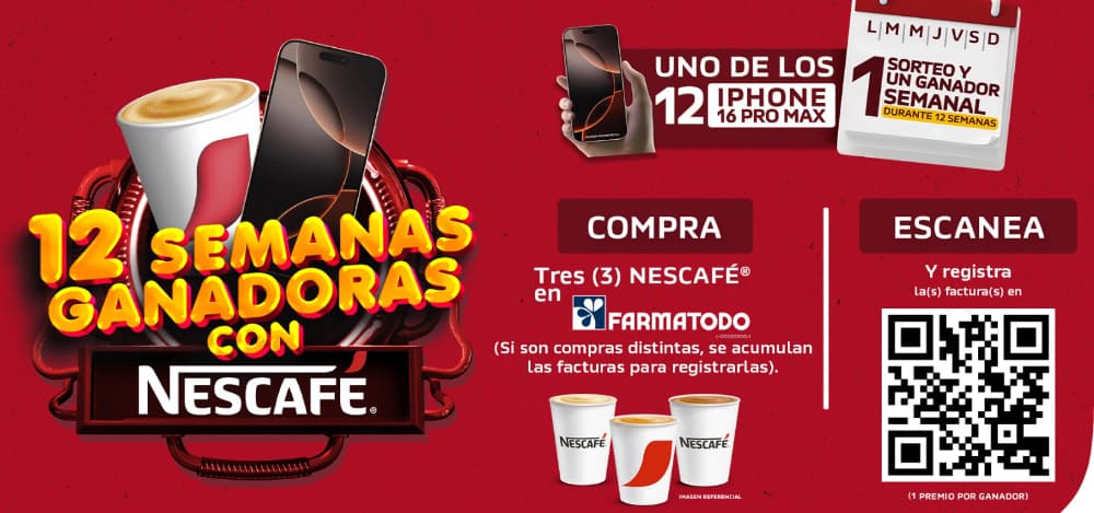 NESCAFÉ de NESTLÉ premia fidelidad de consumidores con sorteos semanales de iPhone 16 Pro Max