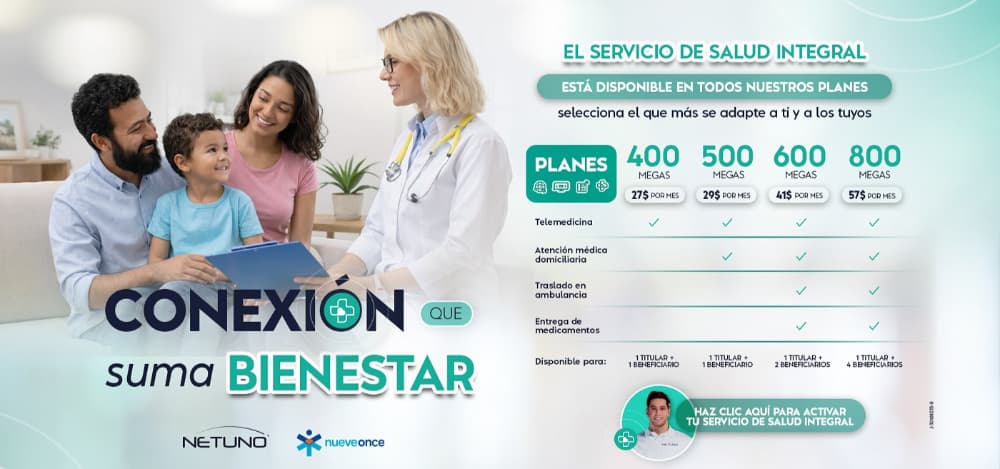NetUno ahora incluye Servicio de Salud en todos sus planes
